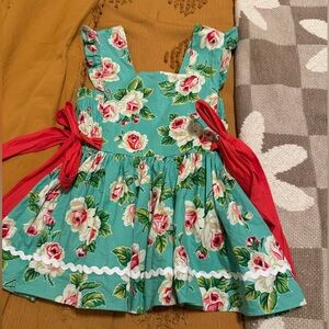 Charming Floral Kids Dress with Red and Green